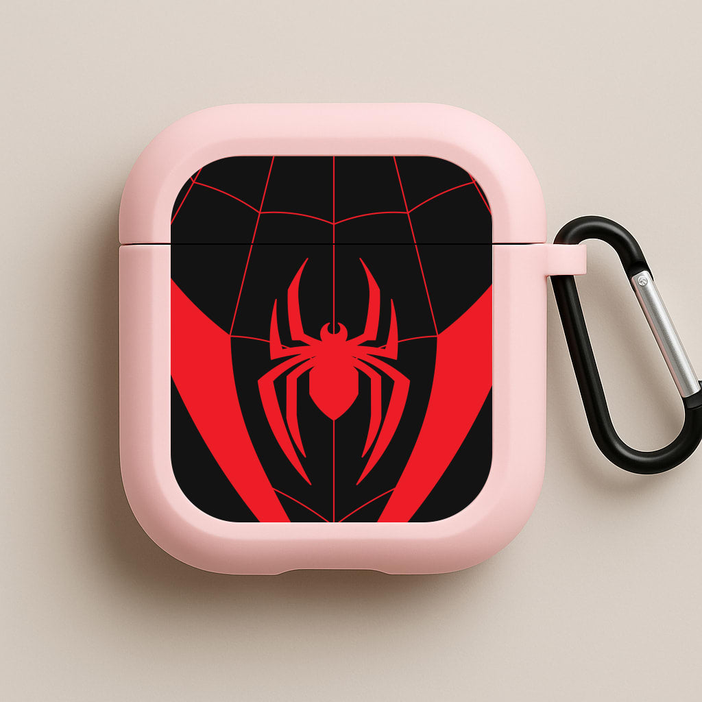Red And Black Spider Costume Pink AirPods Case