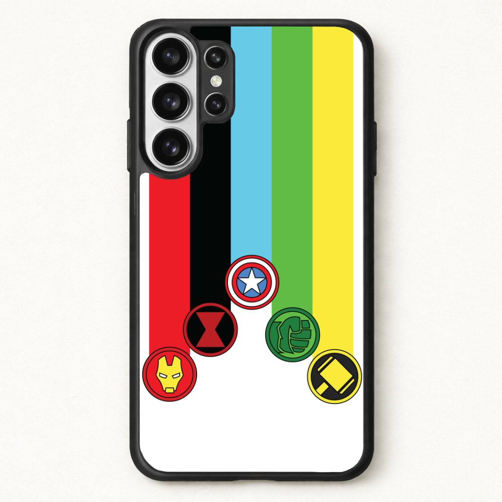Superhero Team Colourful Symbols Phone Case for Galaxy S26 Ultra