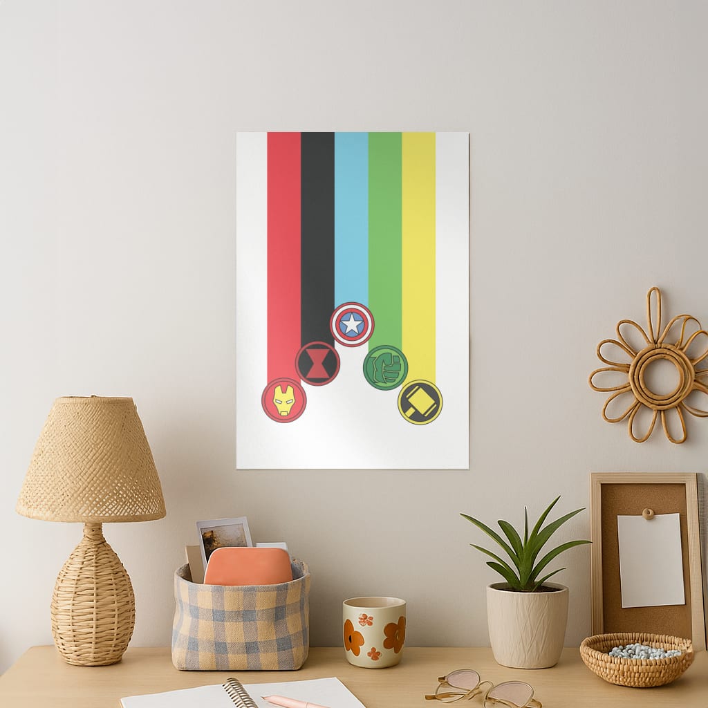 Superhero Team Colourful Symbols Art Print