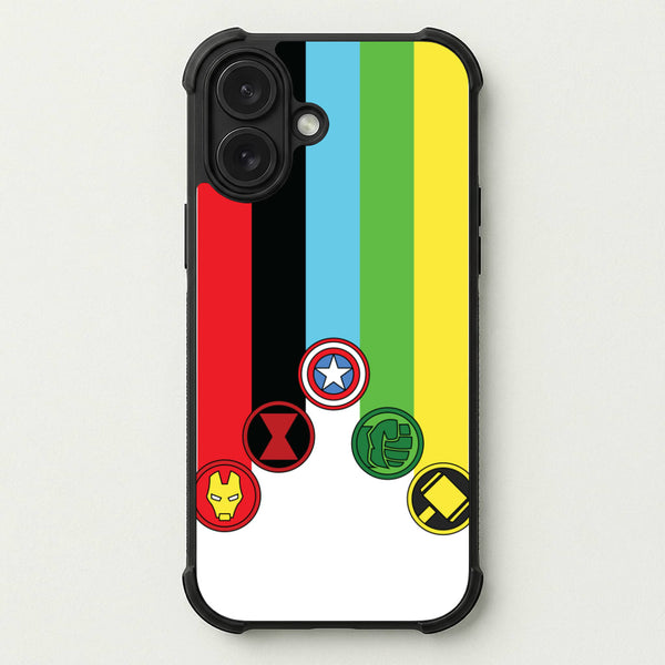 Superhero Team Colourful Symbols Phone Case — Bumper case