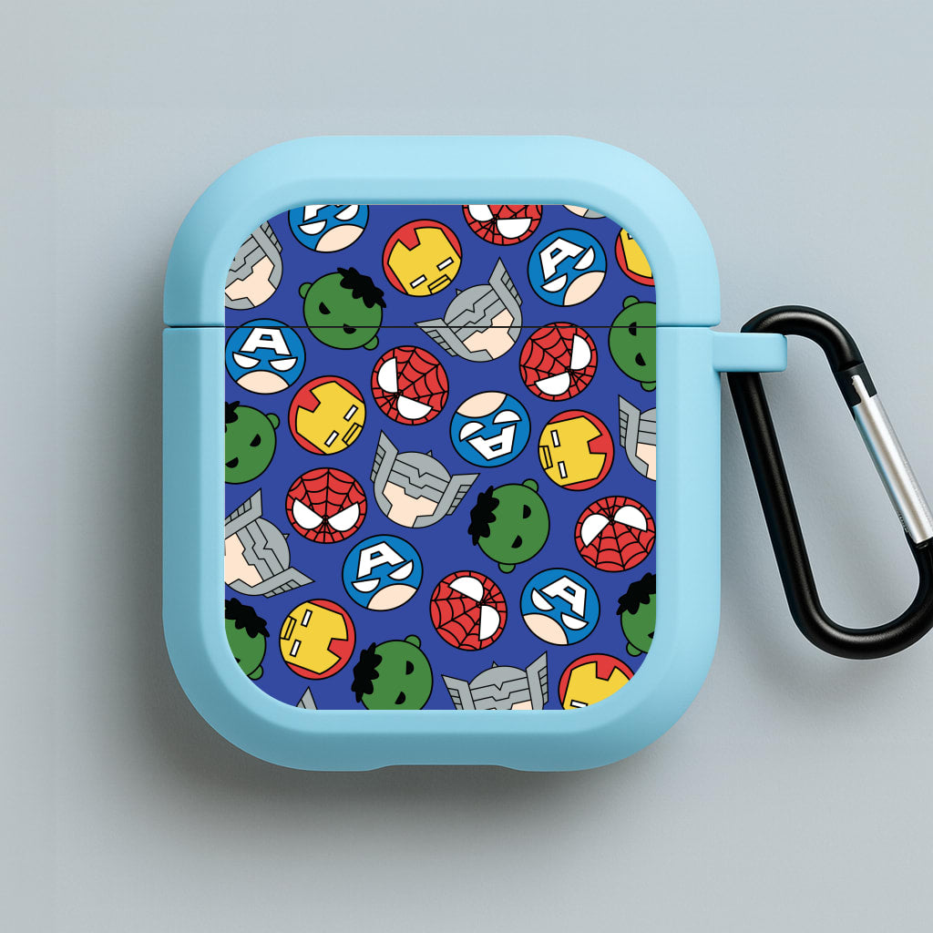 Cute Chibi Heroes Pattern Blue Blue AirPods Case