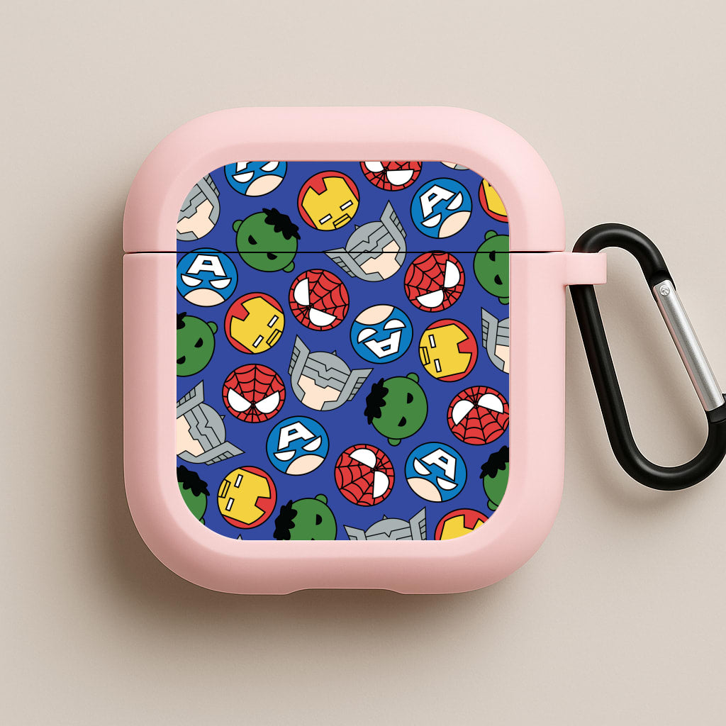 Cute Chibi Heroes Pattern Blue Pink AirPods Case