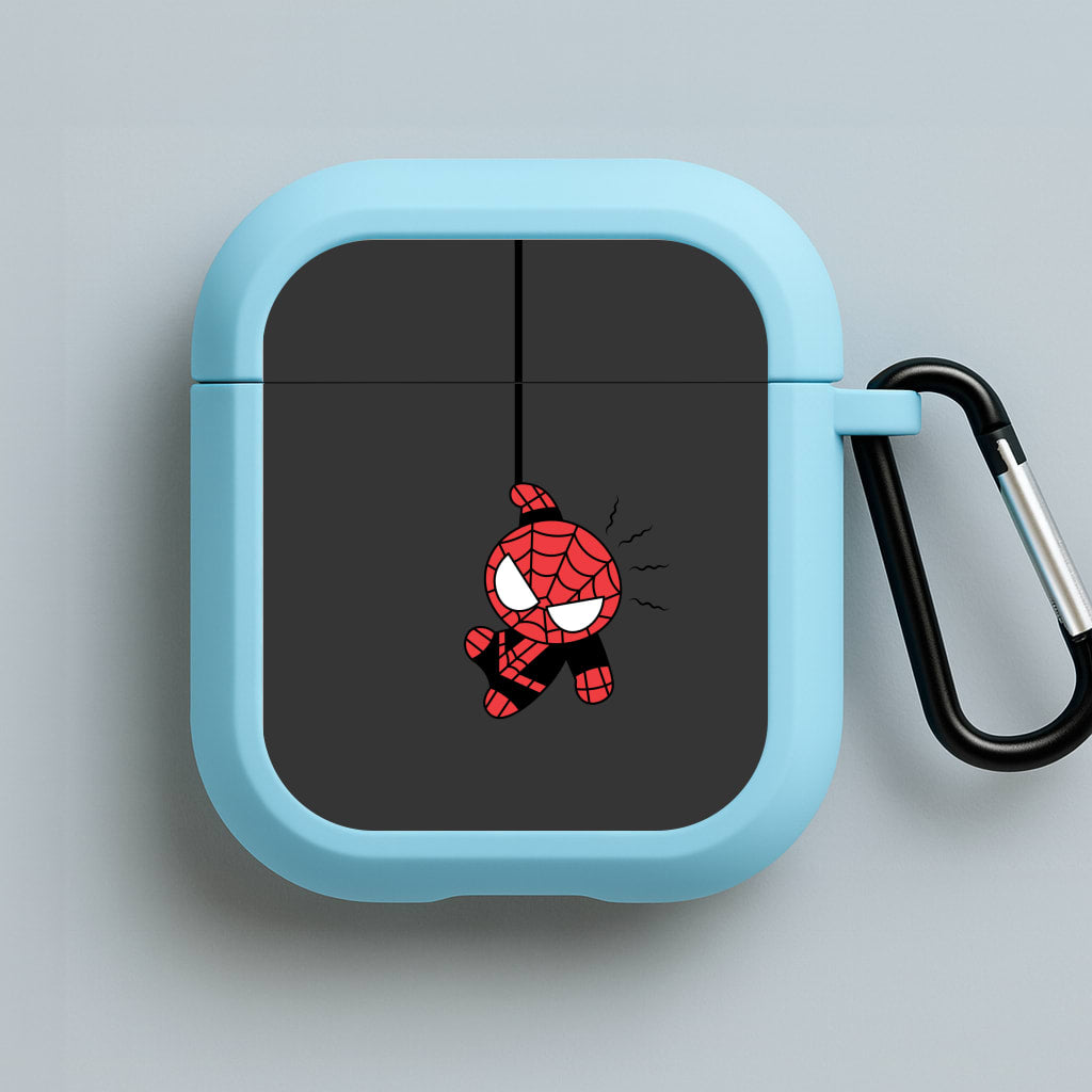 Gray Hanging Spider Hero Blue AirPods Case