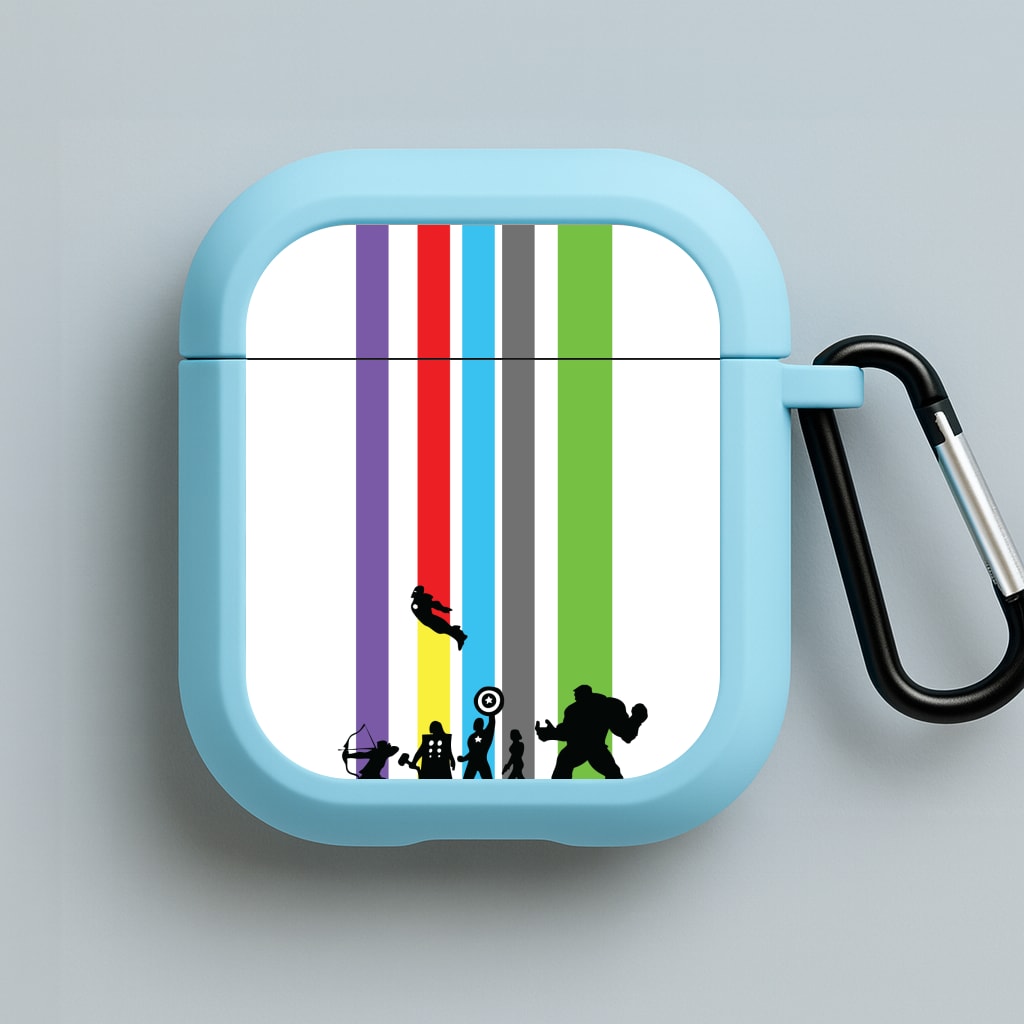 Superhero Team Silhouette Blue AirPods Case