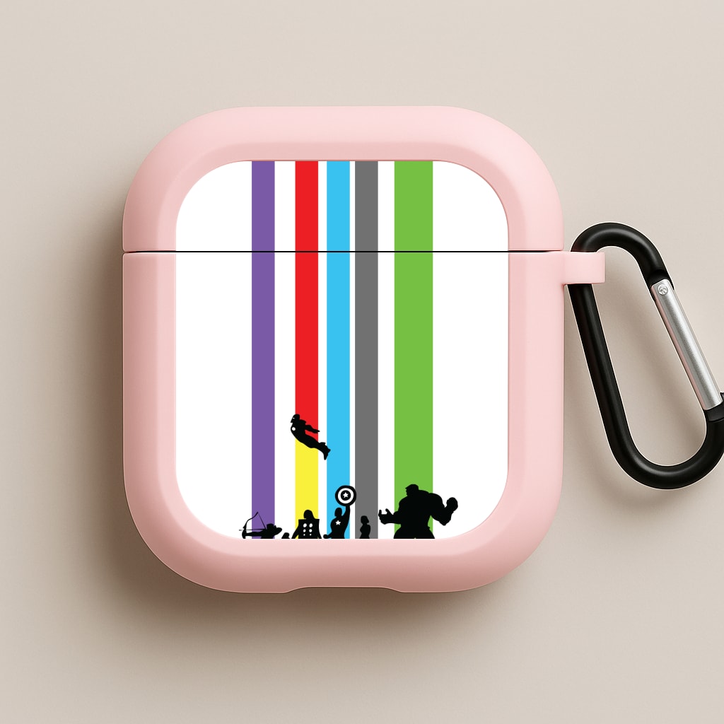 Superhero Team Silhouette Pink AirPods Case