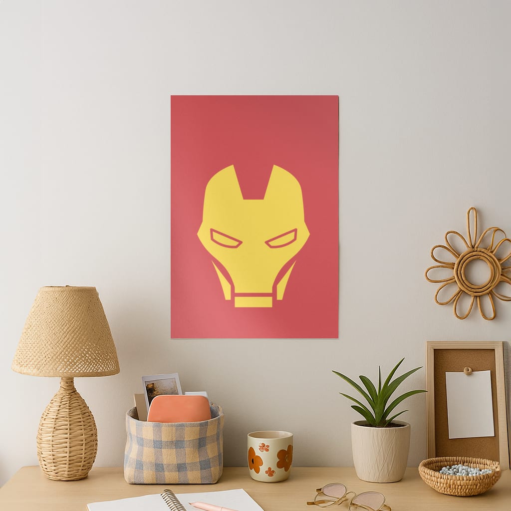 Red Robot Super Hero Face Art Print