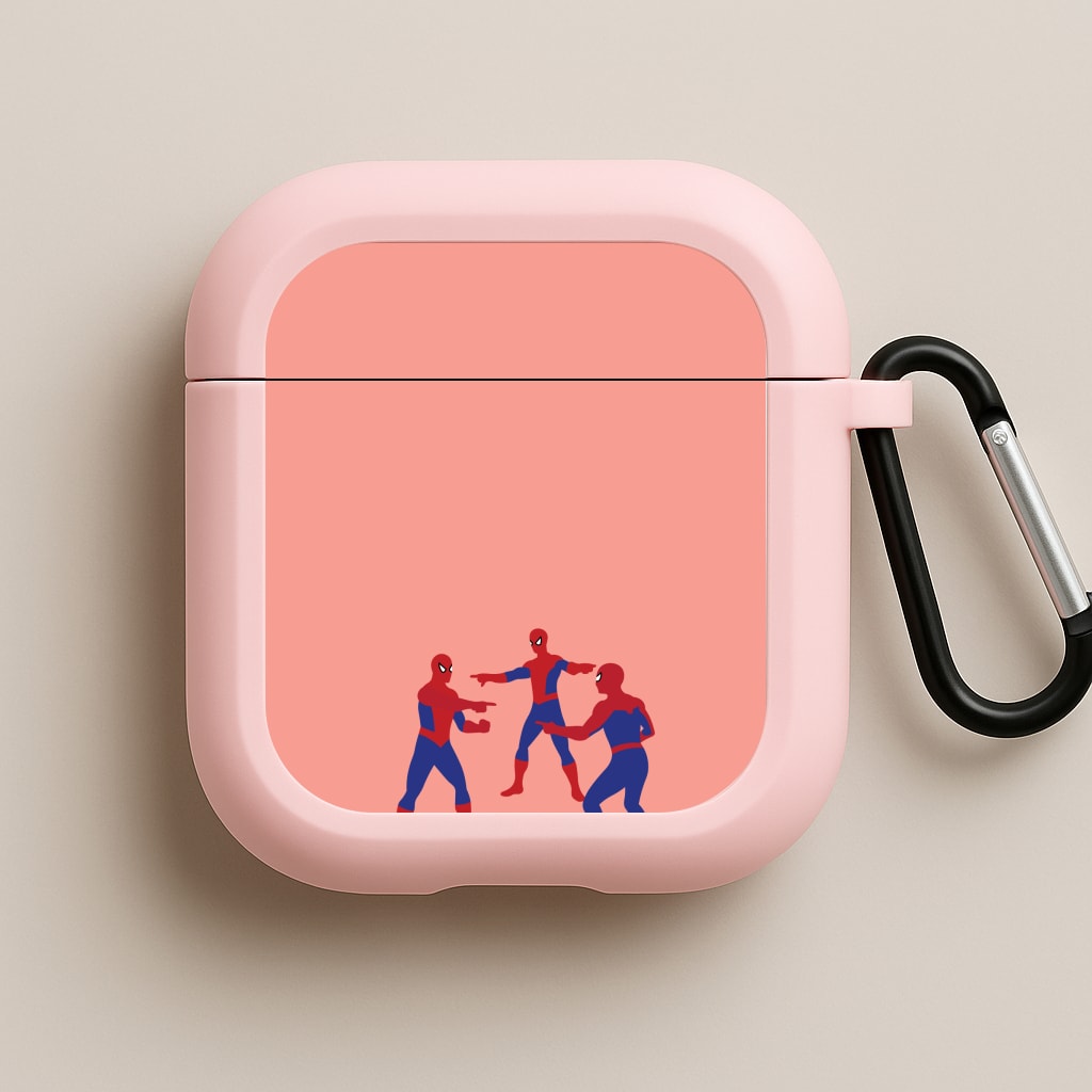 Spider Hero Pointing Meme Pink AirPods Case