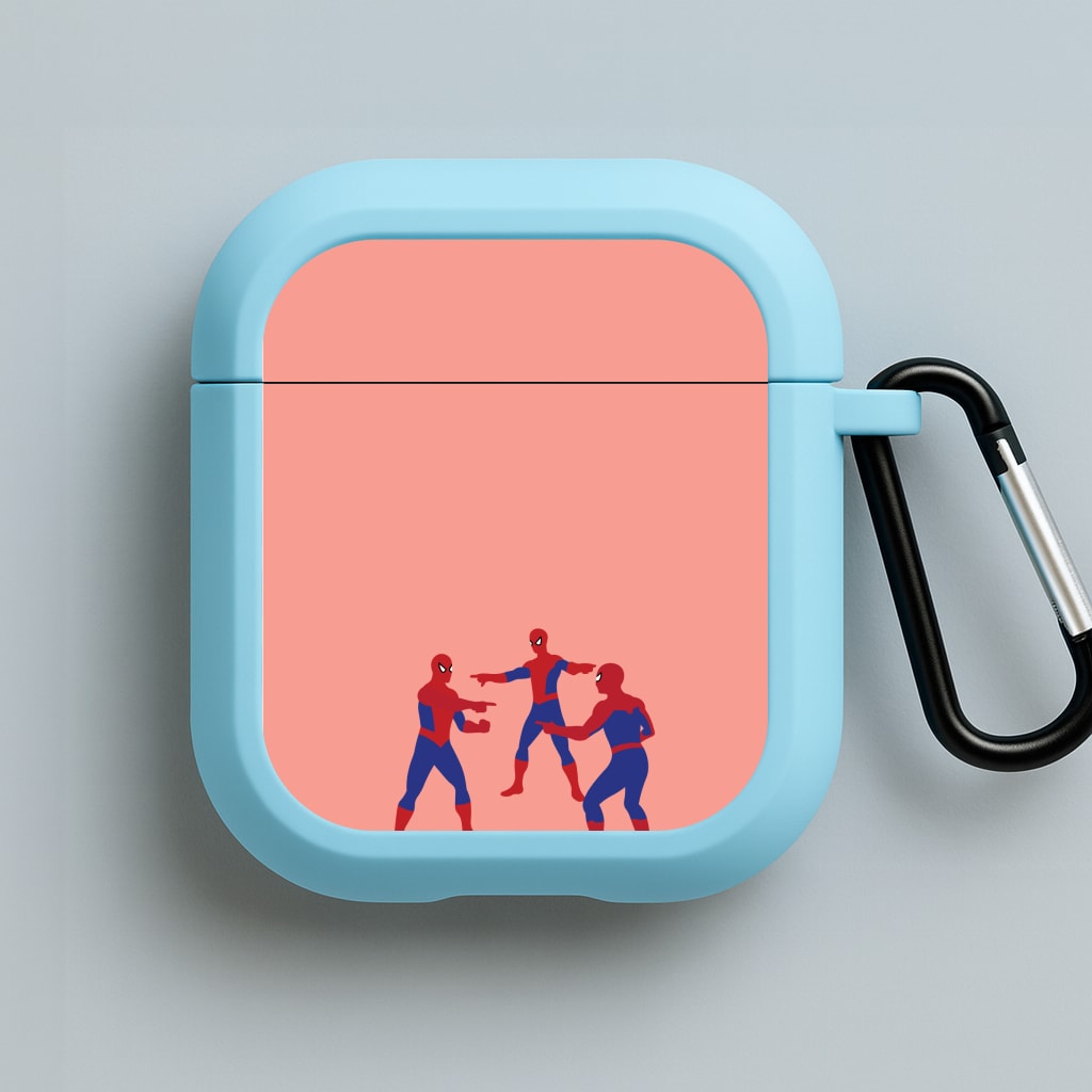 Spider Hero Pointing Meme Blue AirPods Case