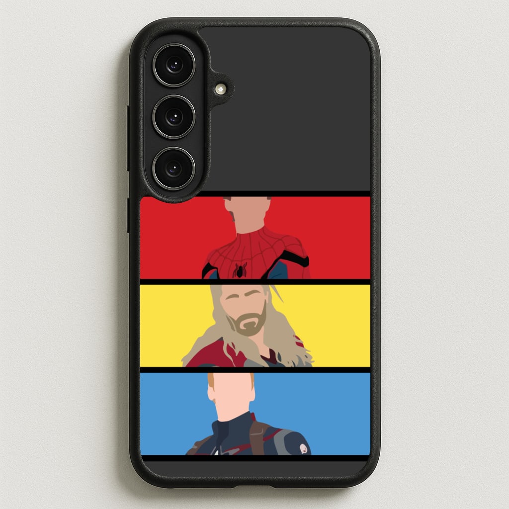 Superhero Team Red, Yellow And Blue Phone Case for Galaxy S25FE