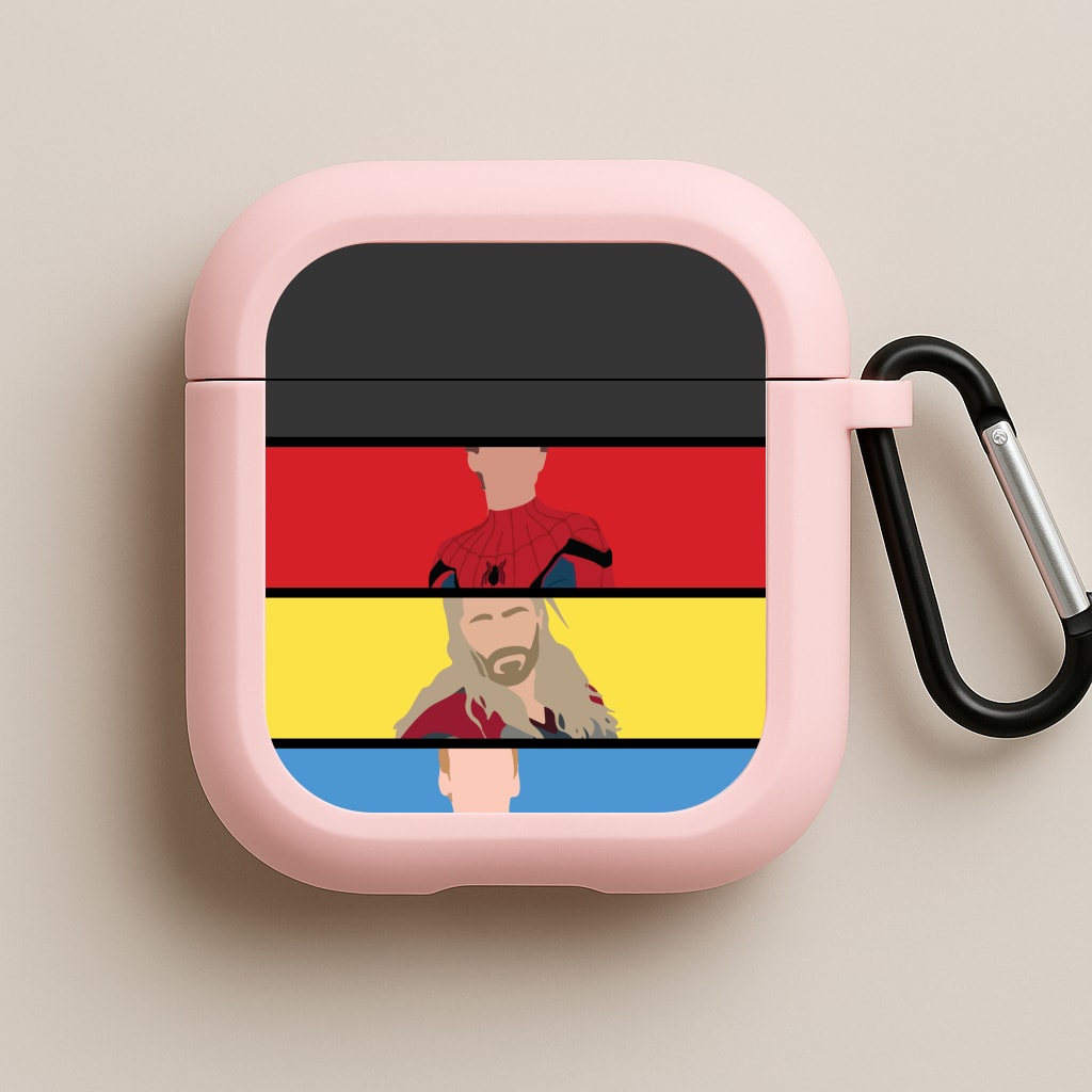 Superhero Team Red, Yellow And Blue Pink AirPods Case