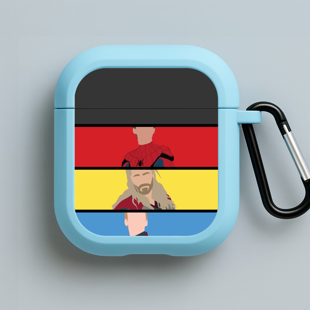 Superhero Team Red, Yellow And Blue Blue AirPods Case