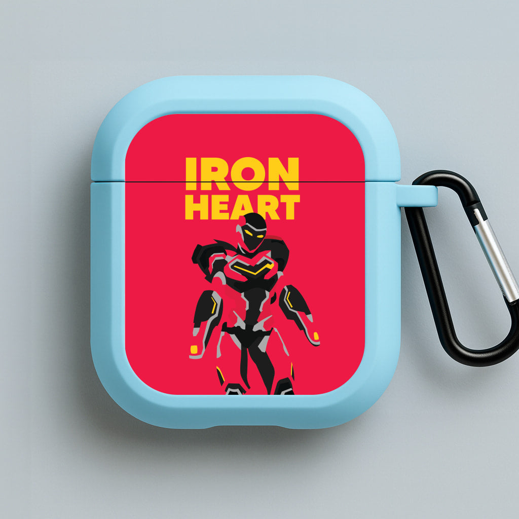 Metal Heart Hero Standing Blue AirPods Case