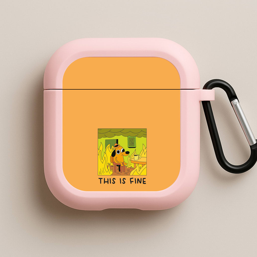 This Is Fine - Memes Pink AirPods Case