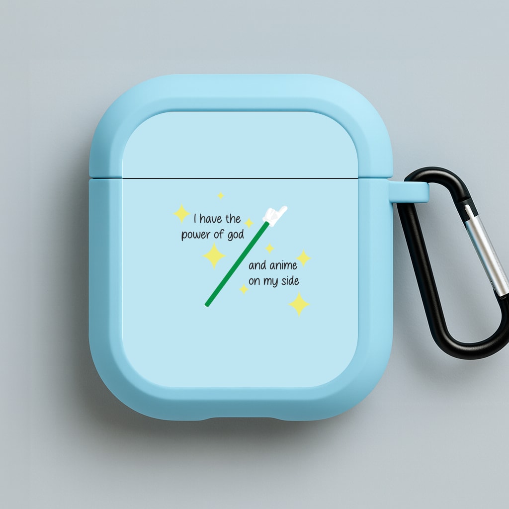 I Have The Power Of God And Anime On My Side - Memes Blue AirPods Case