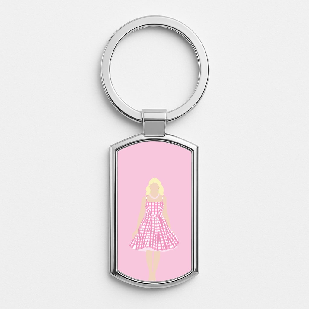Pink Dress - Margot Silver Keyring