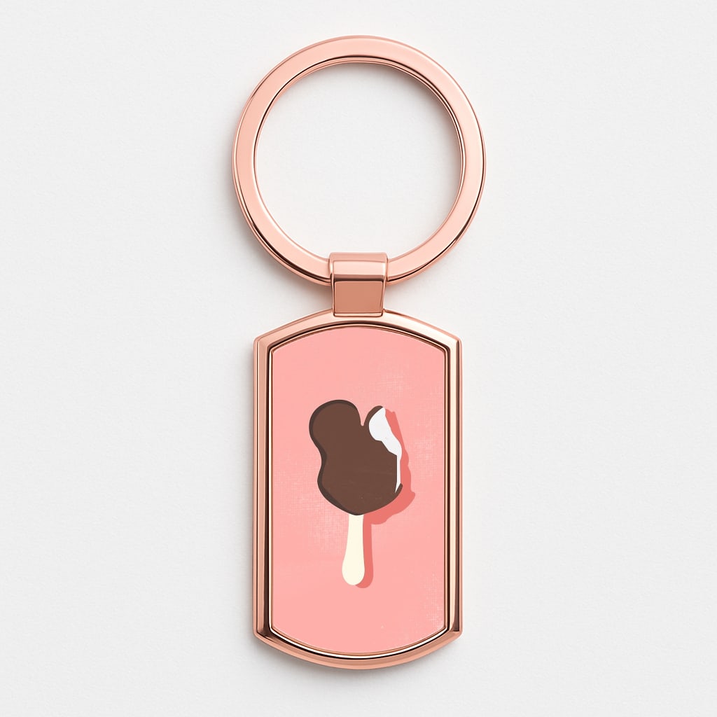 Pink Mouse Ice Cream Rose Gold Keyring
