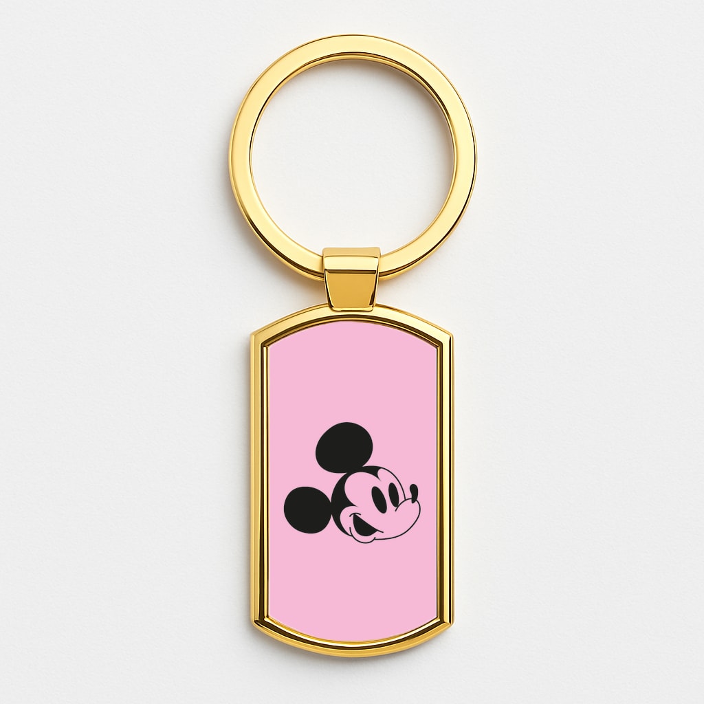 Pink Mickey Gold Keyring
