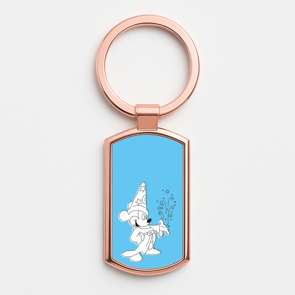 Wizard Mickey Blue Rose Gold Keyring