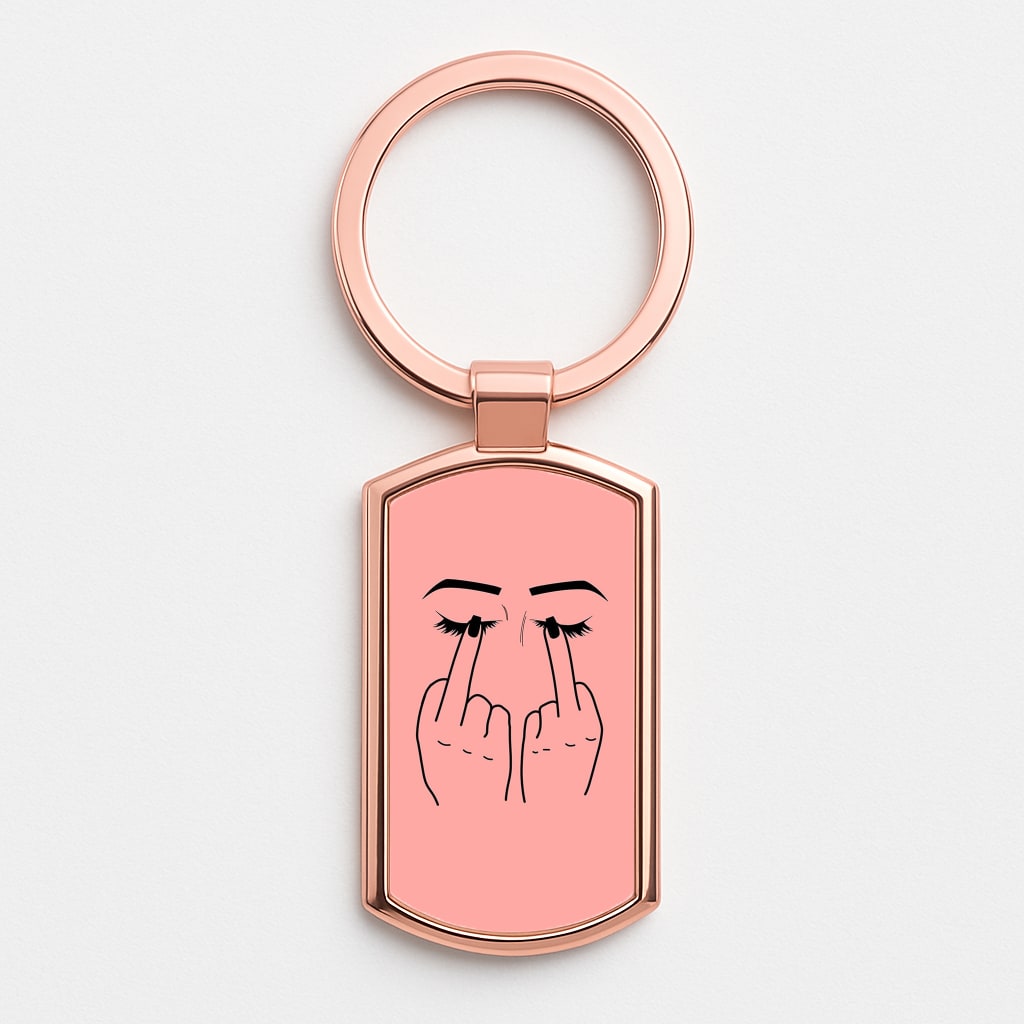Middle Finger Eyes Rose Gold Keyring