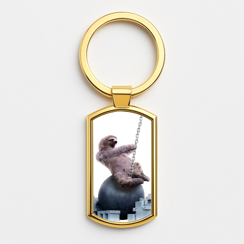 Wrecking Ball Sloth Gold Keyring