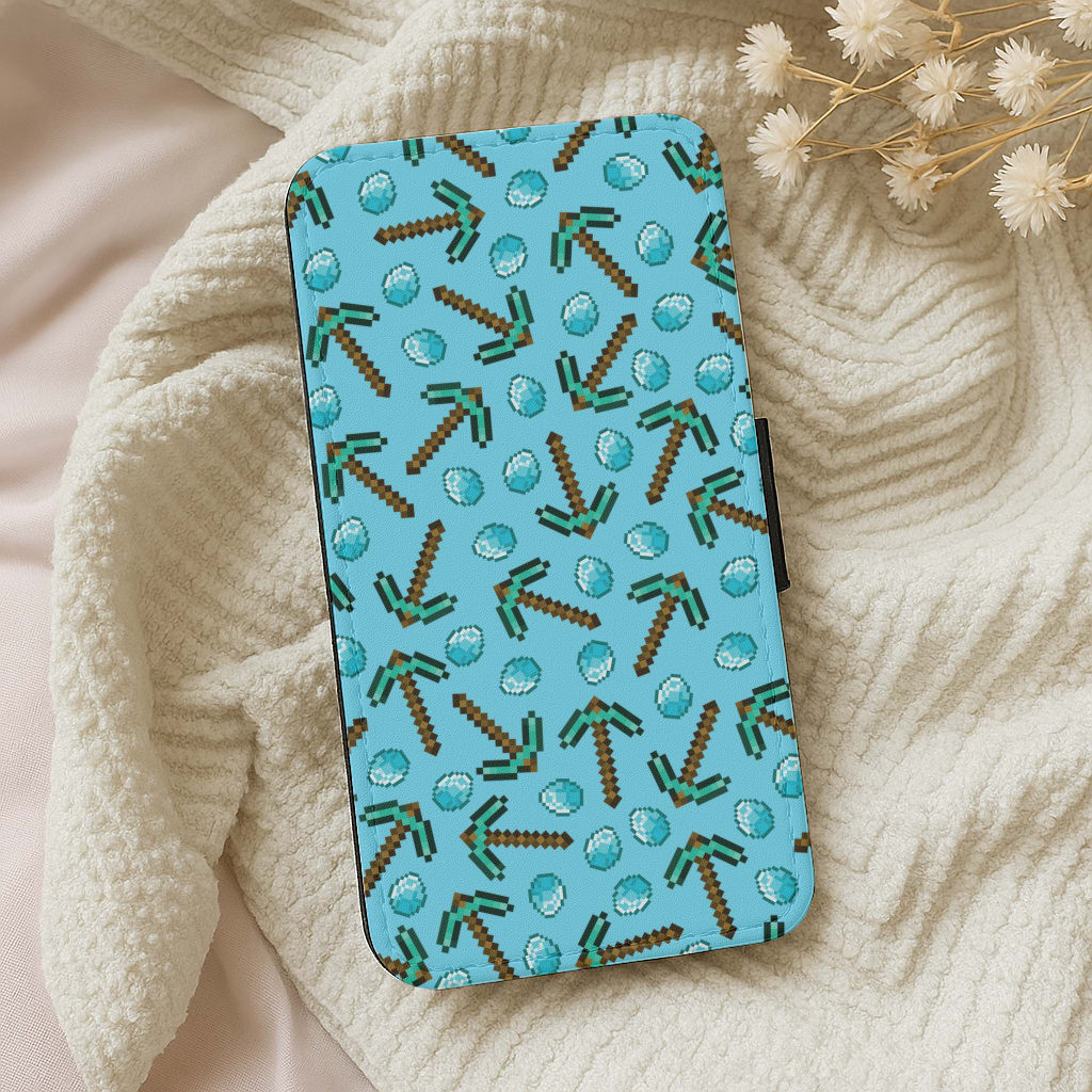 Diamond Axe Pattern Wallet Phone Case