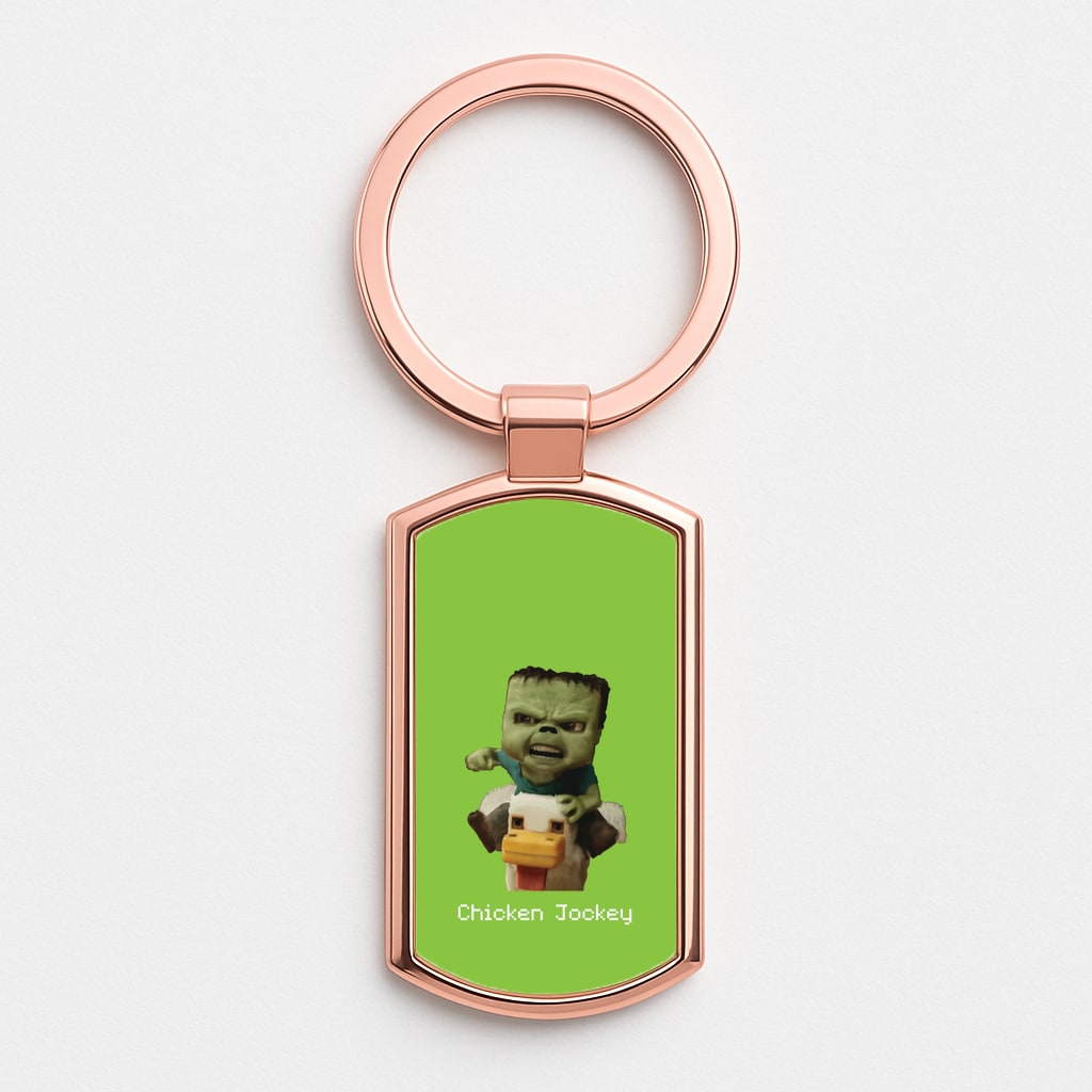 Chicken Jockey Rose Gold Keyring