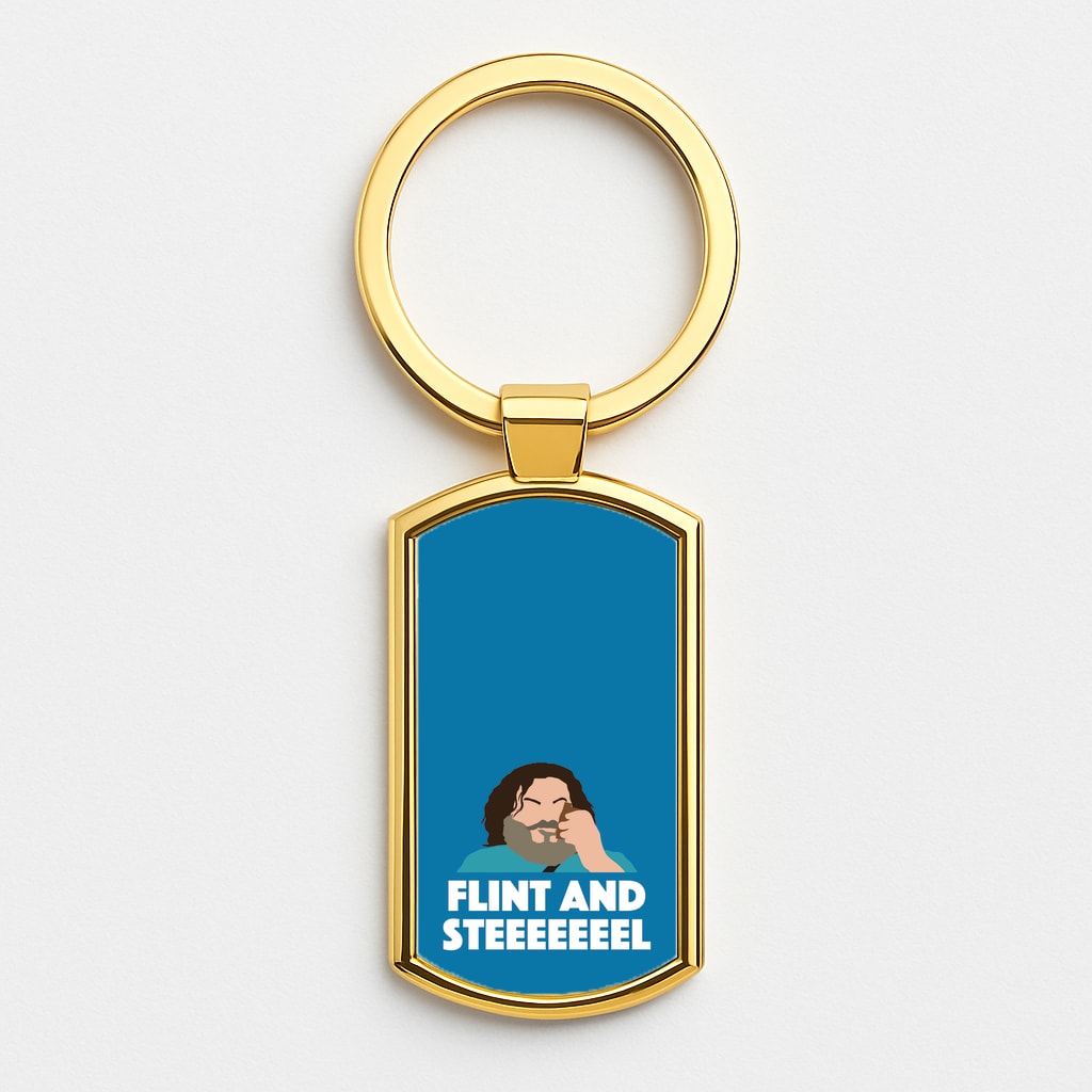 Flint And Steel Gold Keyring