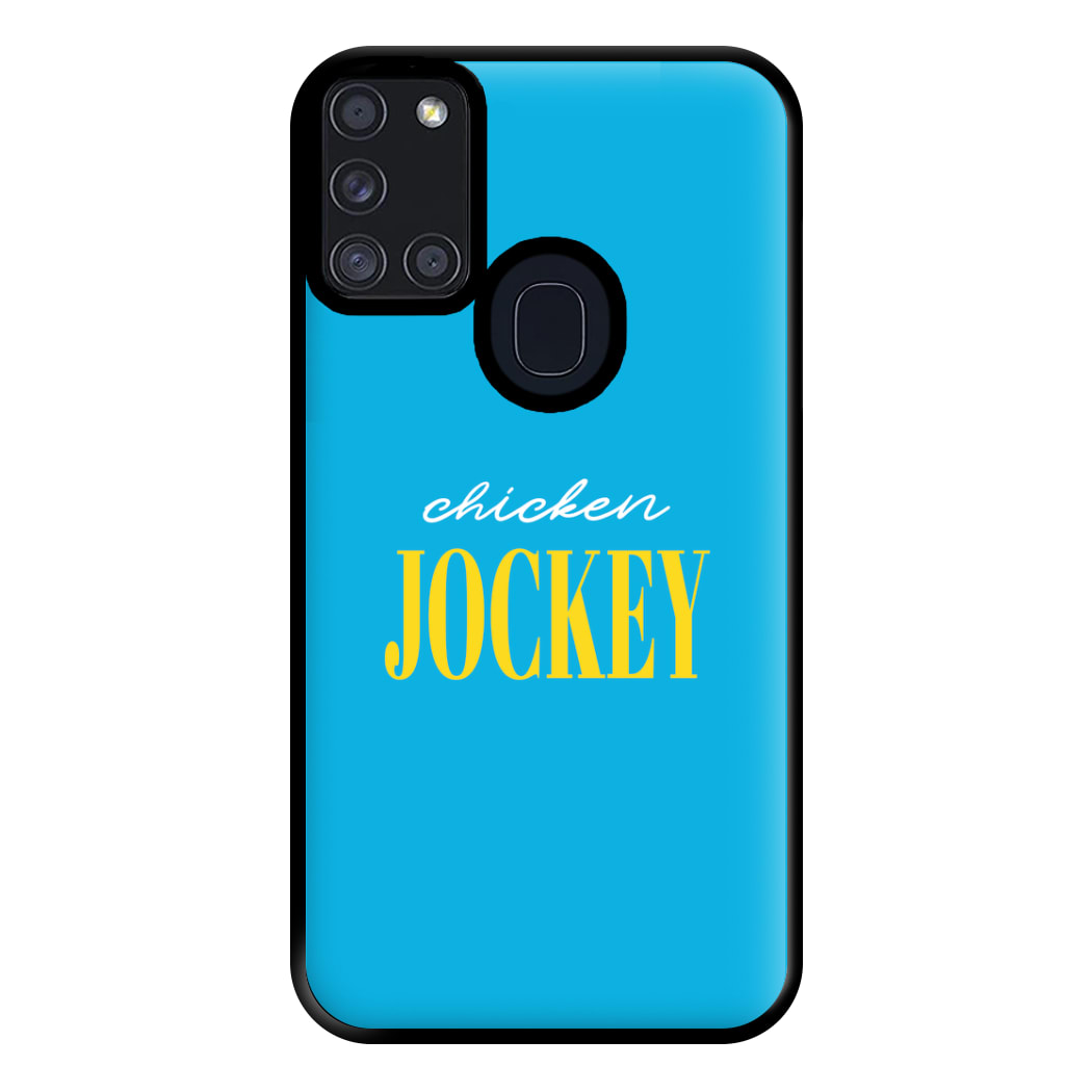 Chicken Jockey Blue Phone Case for Galaxy A21s