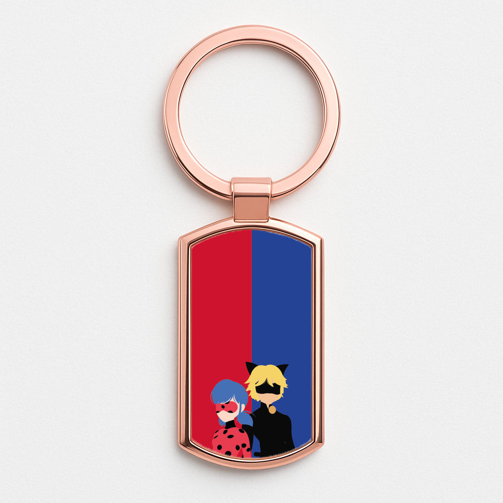 Red And Blue Rose Gold Keyring