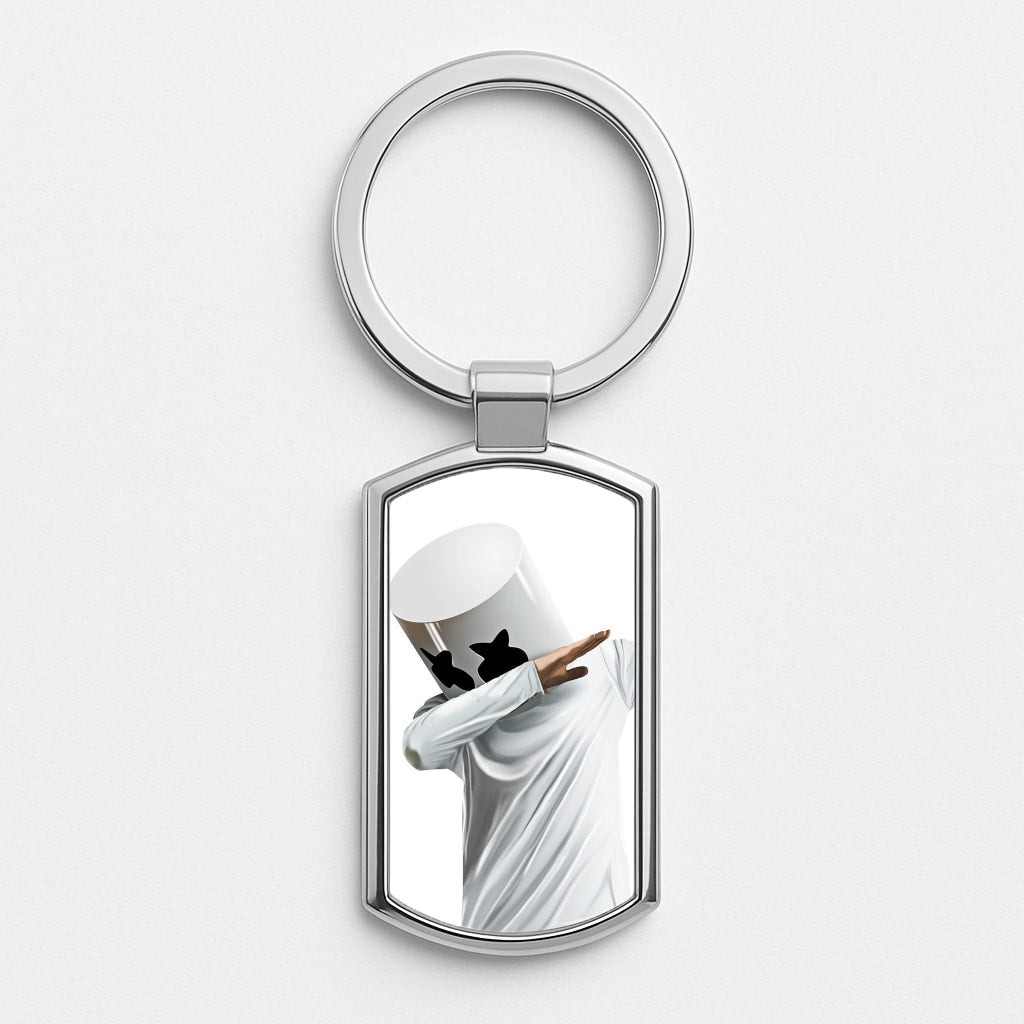 White Helmet DJ Dab Silver Keyring