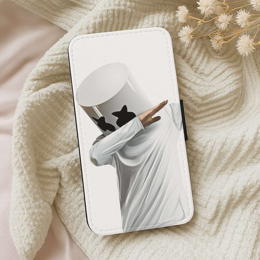 White Helmet DJ Dab Flip Wallet Phone Case