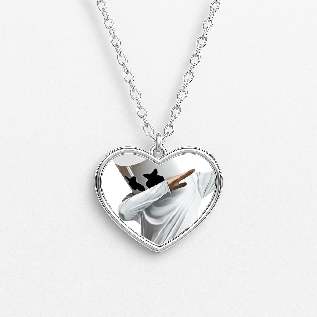 White Helmet DJ Dab Heart Necklace