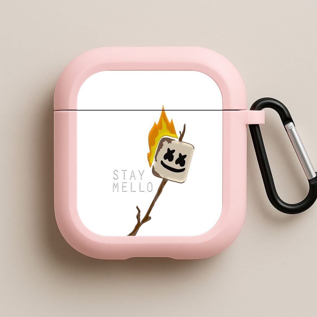 Stay Mello White Helmet DJw - White Helmet DJ Pink AirPods Case