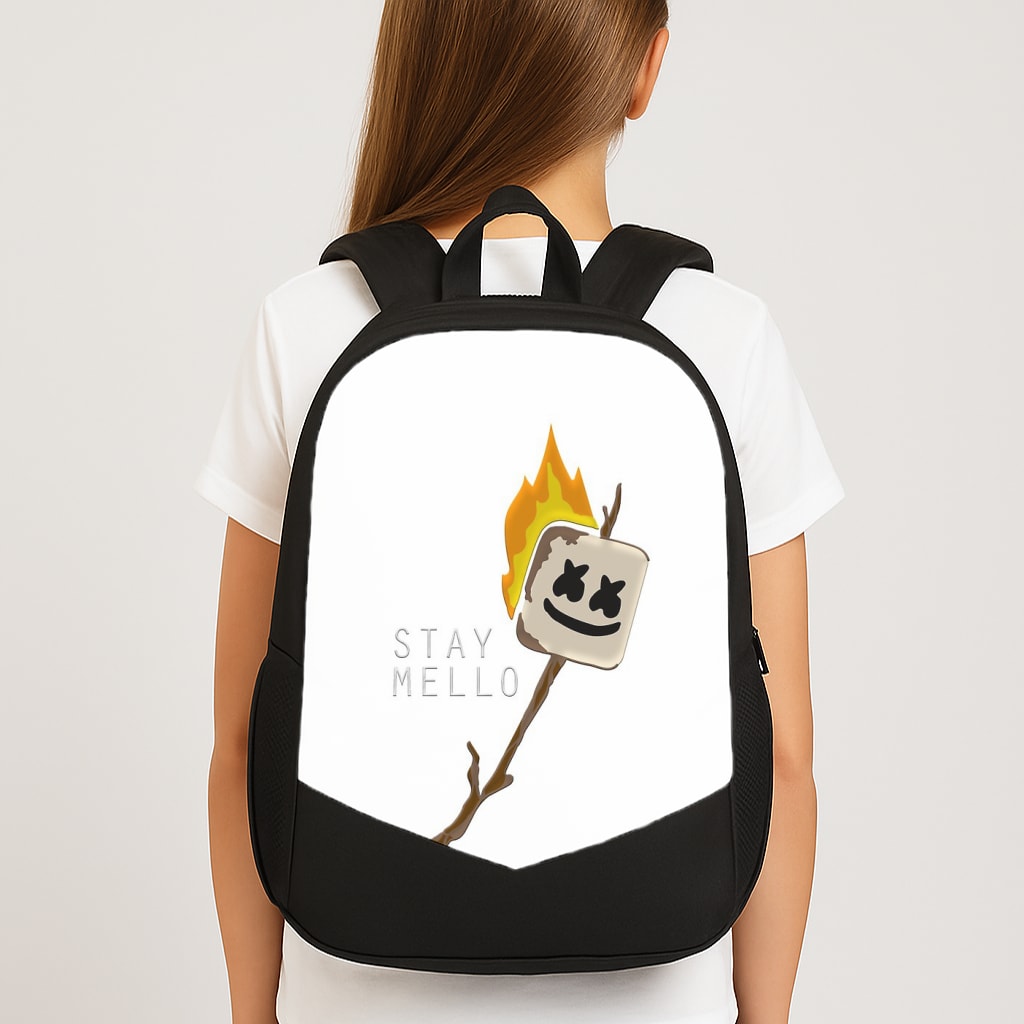 Stay Mello White Helmet DJw - White Helmet DJ Large School Bag