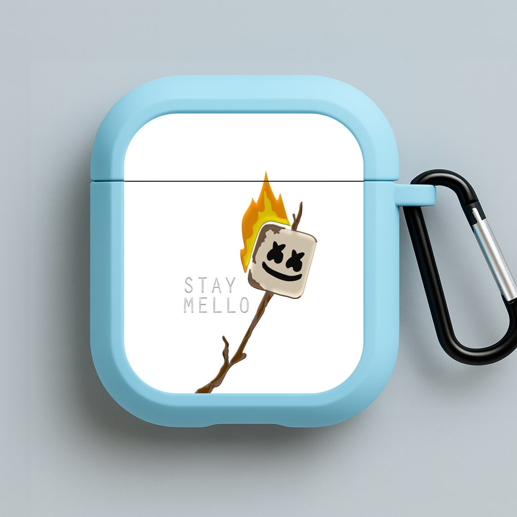 Stay Mello White Helmet DJw - White Helmet DJ Blue AirPods Case