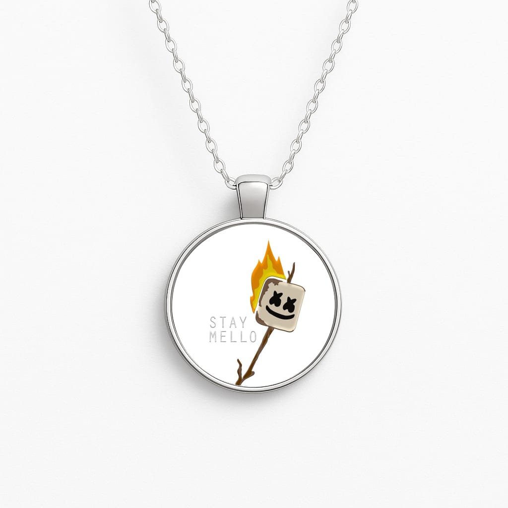 Stay Mello White Helmet DJw - White Helmet DJ Circle Necklace