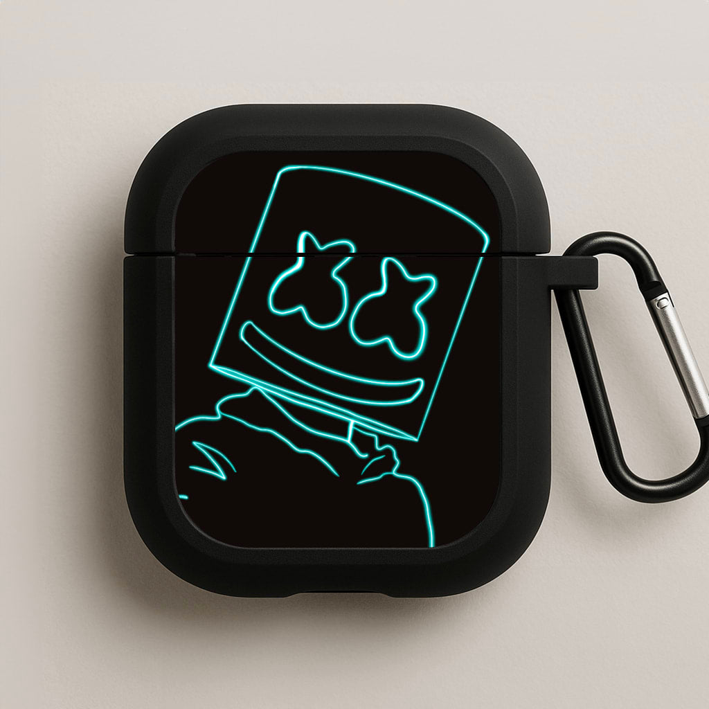 Black White Helmet DJ Neon AirPods Case