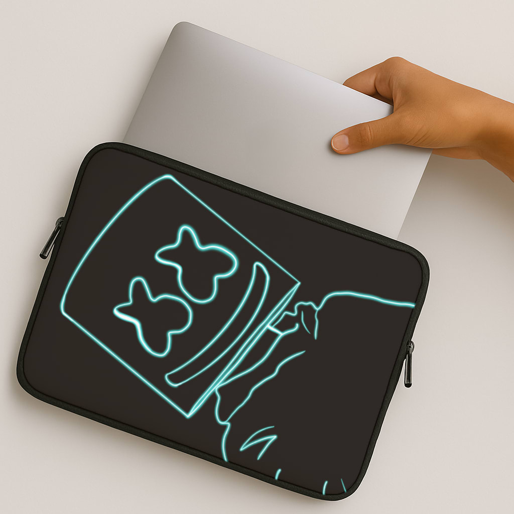 Black White Helmet DJ Neon MacBook Case