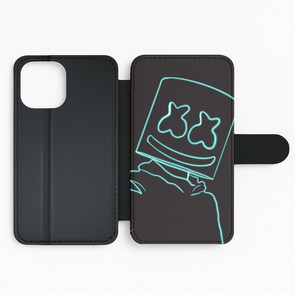 Black White Helmet DJ Neon Flip Phone Case