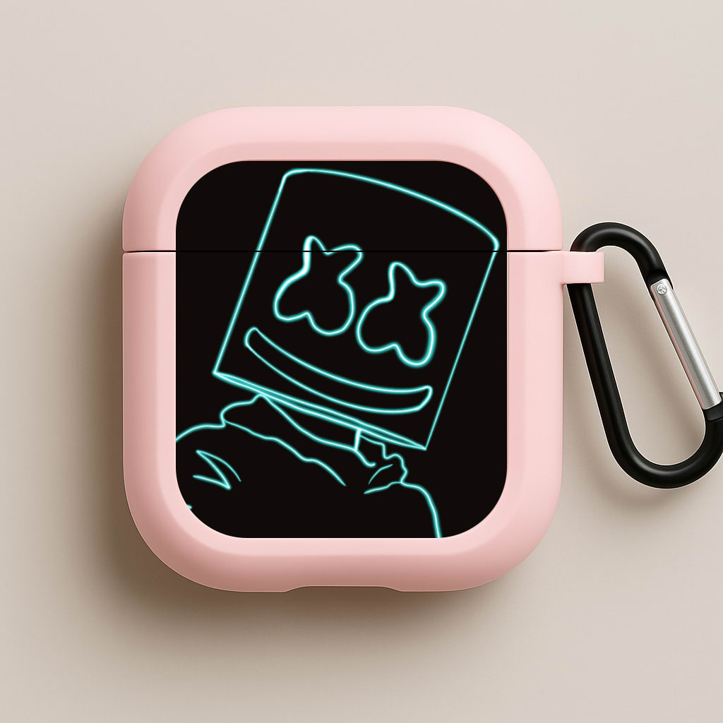 Black White Helmet DJ Neon Pink AirPods Case