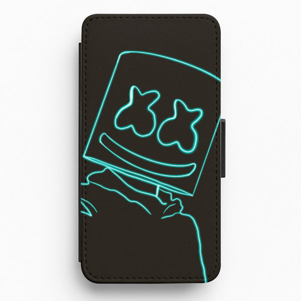Black White Helmet DJ Neon Flip / Wallet Phone Case