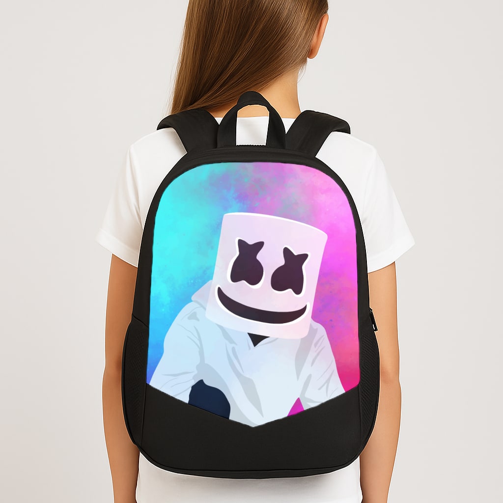 Rainbow White Helmet DJ Large School Bag
