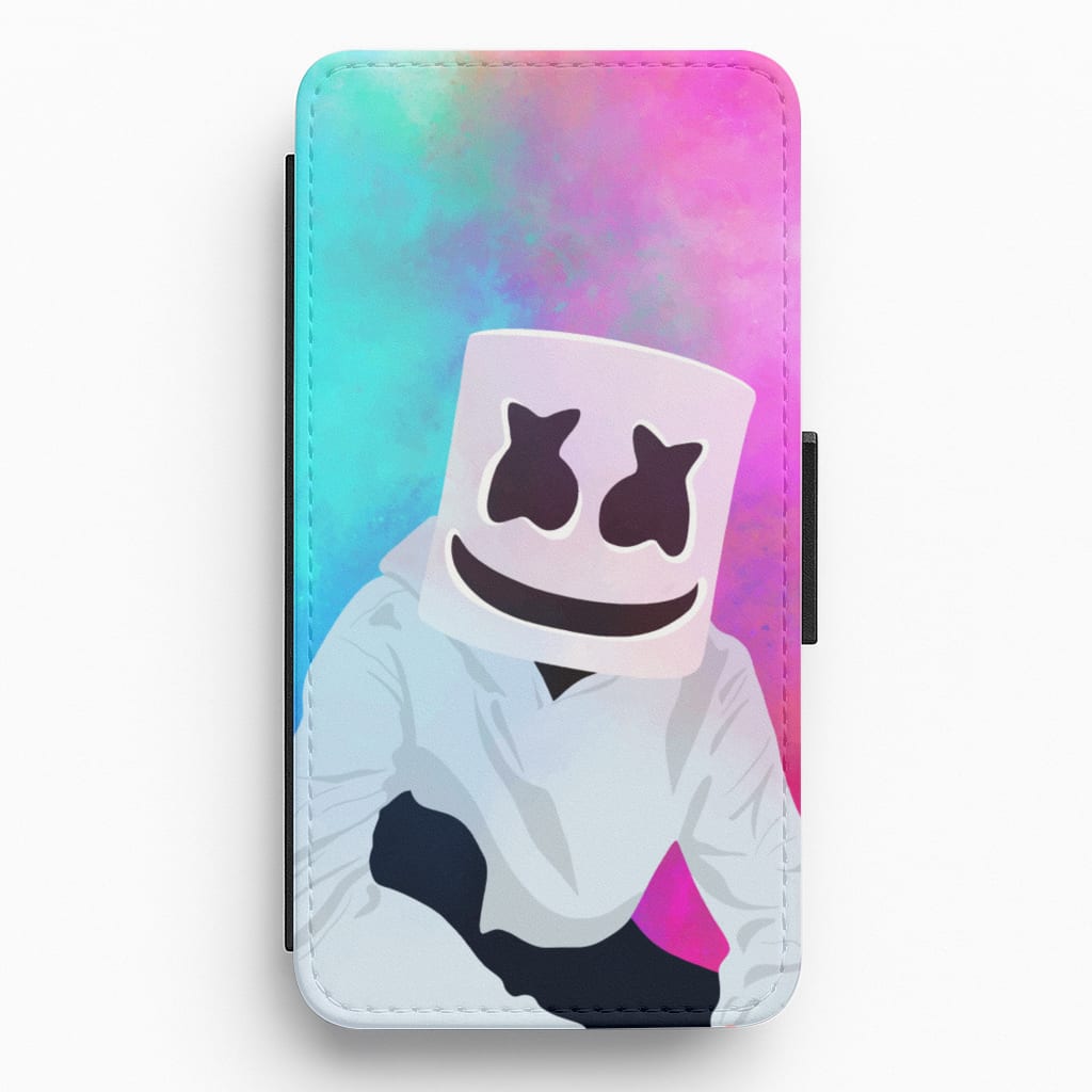 Rainbow White Helmet DJ Flip / Wallet Phone Case