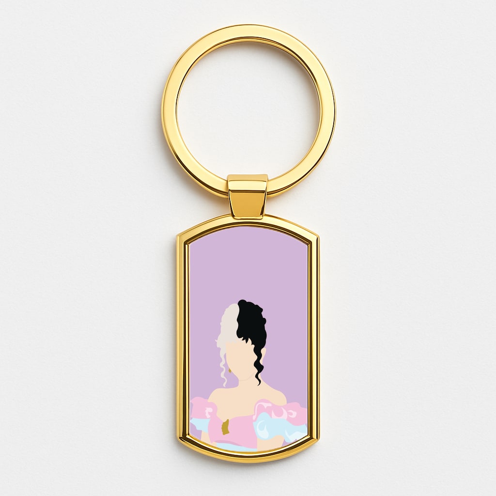 Blue And Pink Dress Gold Keyring