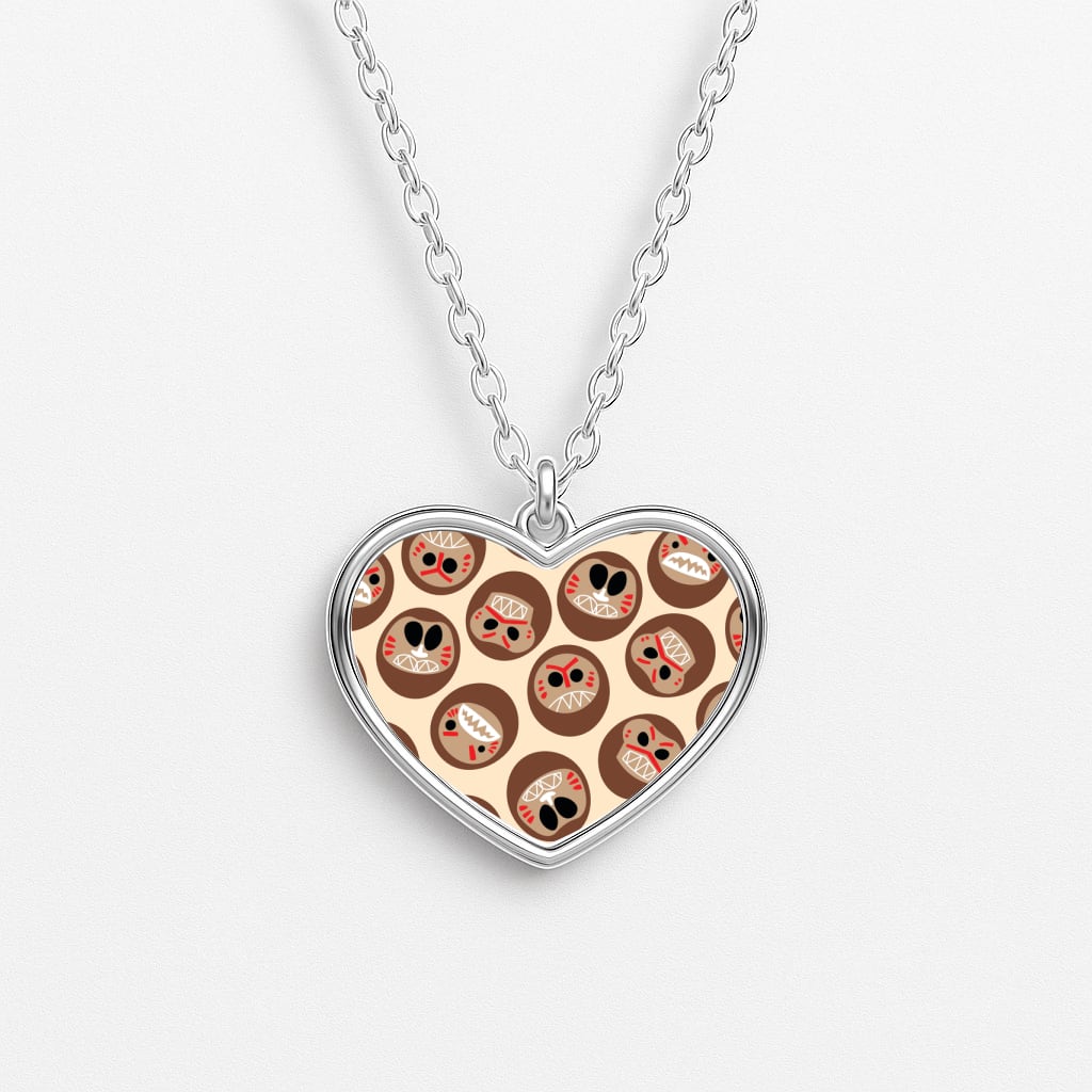 Mask Face Heart Necklace