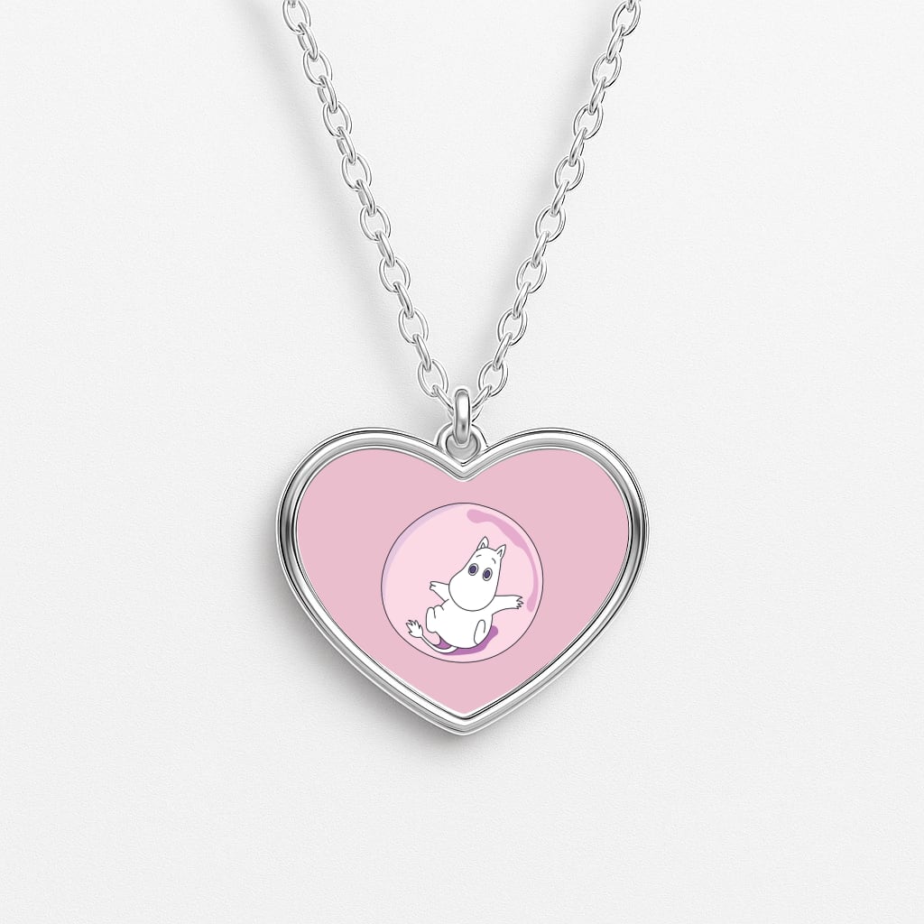 Moomin In A Pink Bubble Heart Necklace