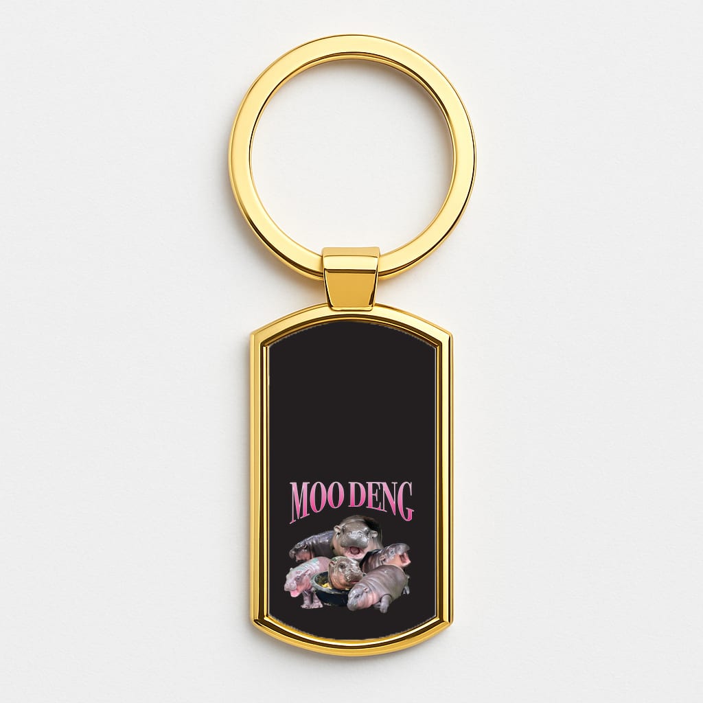 Moo Collage Gold Keyring