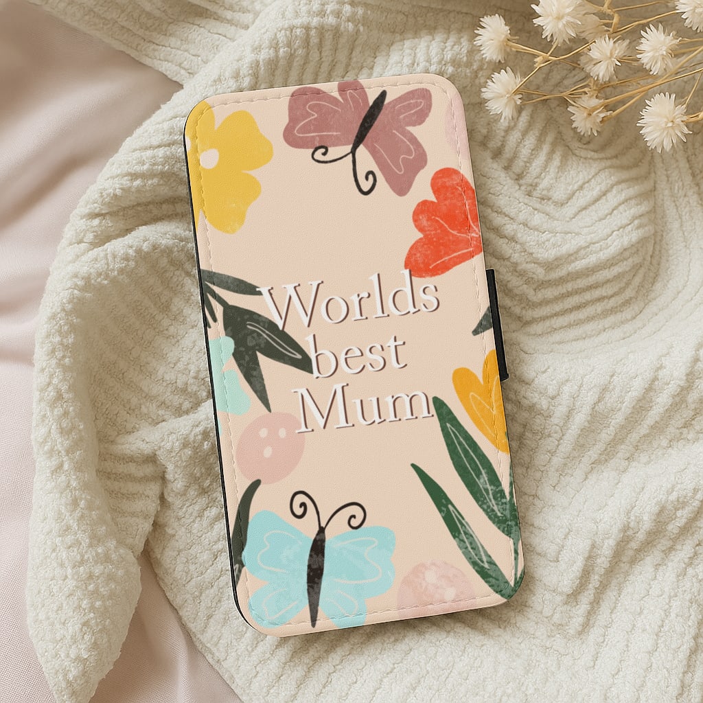 Worlds Best Mum - Floral Mother's Day Wallet Phone Case