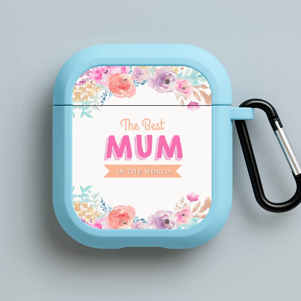 Best Mum In The World Blue AirPods Case