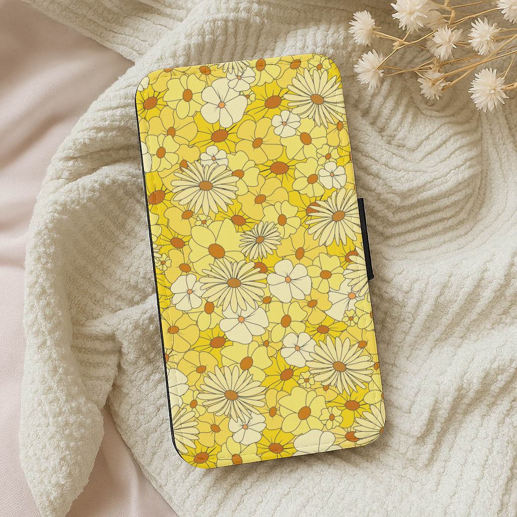 Yellow Flower Pattern - Mothers Day Wallet Phone Case
